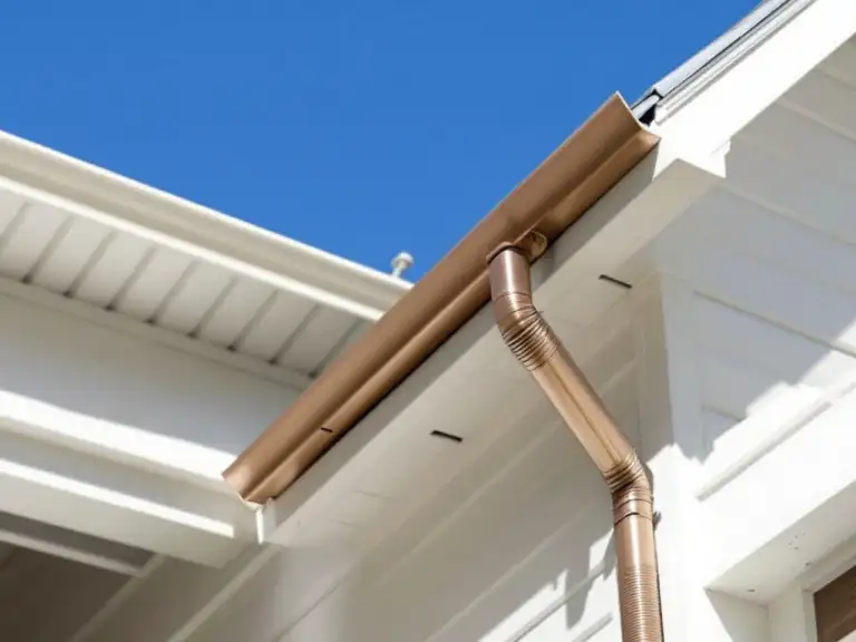 Home exterior with new seamless gutters