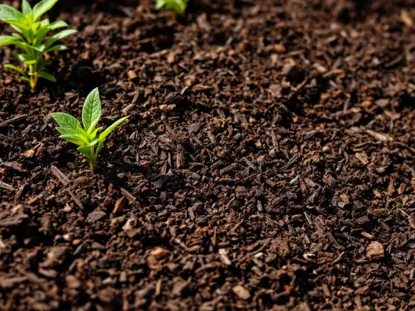 Mulched landscape bed