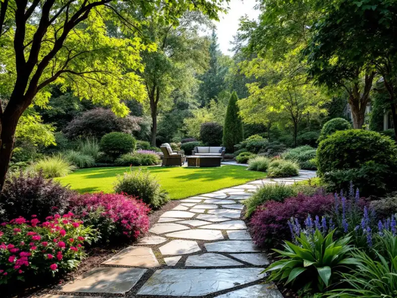 Landscaper planting in a backyard garden